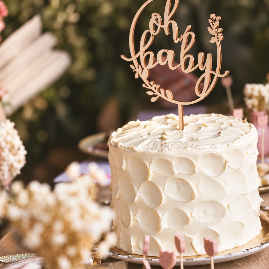 Tarta y decoración para baby shower
