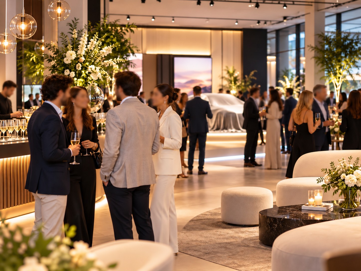 Evento elegante de empresa y marca en showroom