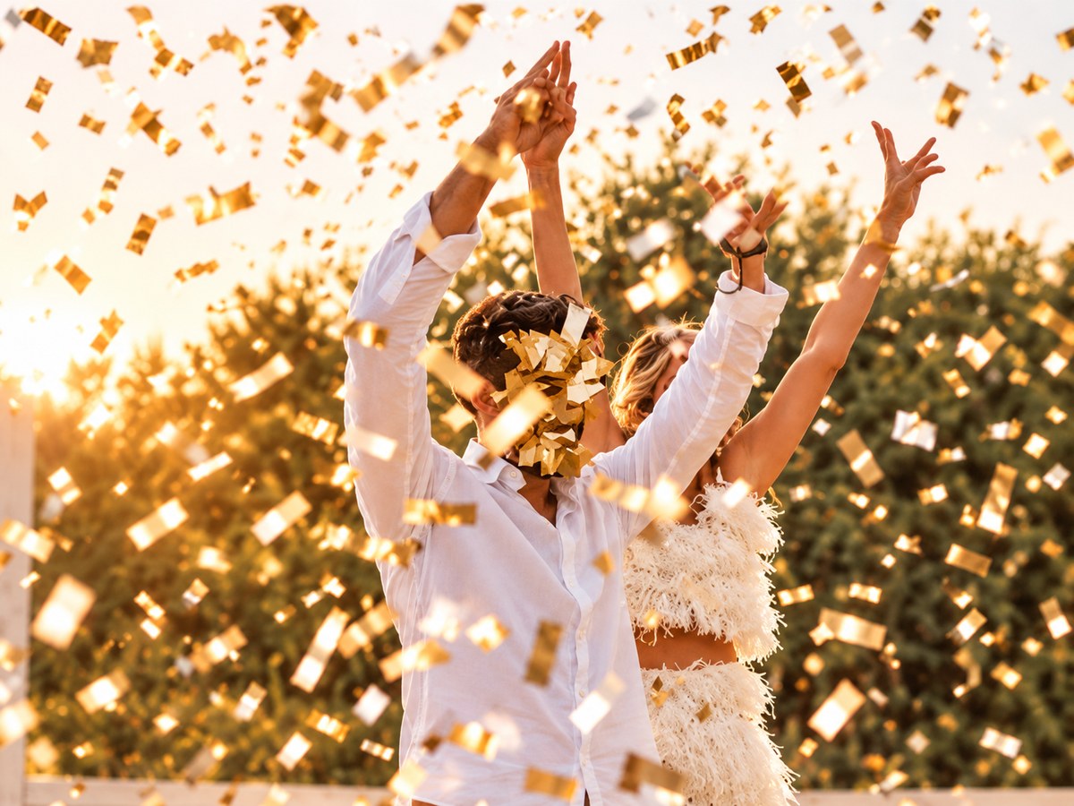 Celebración privada con confeti dorado organizada por La Repera